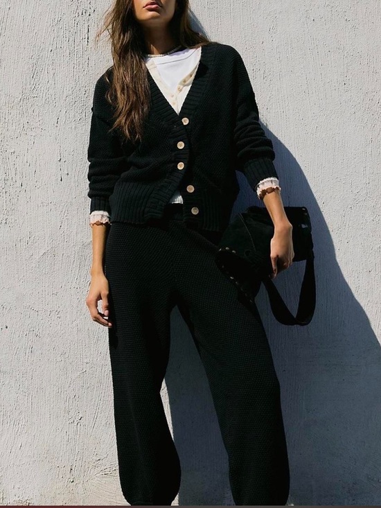 Free People Pants - Free people black sweater set - size xs - black - like new